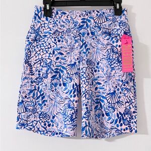 Lilly Pulitzer Pink Shorts with Blue Ocean Print